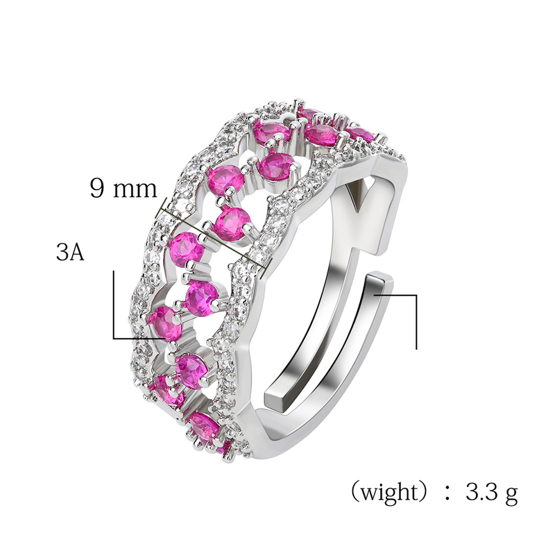 Elegante opengewerkte zirkonia-ring voor dames met dromenvangerontwerp, gegalvaniseerd koperen statementring voor dagelijks gebruik_voghion.com