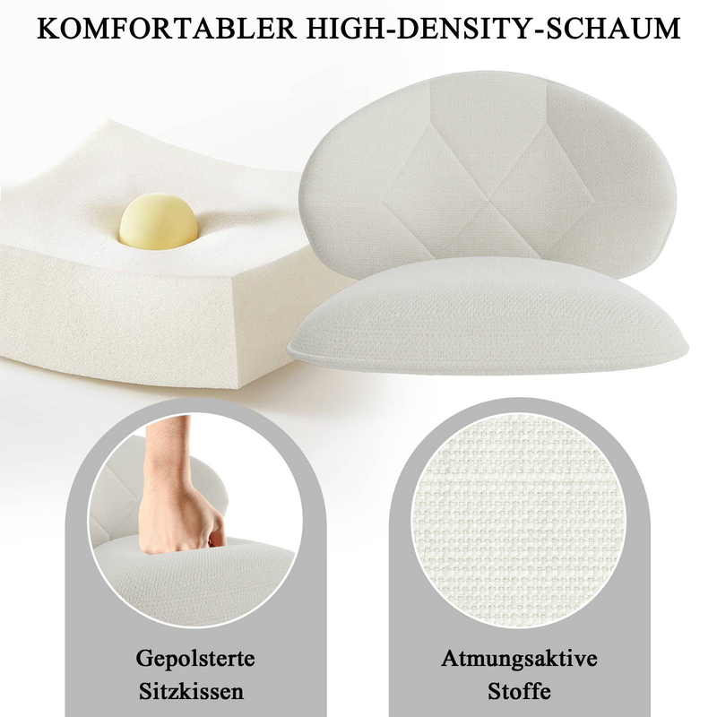 8er-Set moderne Esszimmerstühle, Chill, breite Rückenlehne, weiche Stoffpolsterung und stabile Metallbeine für Küche und Esszimmer, Beige_voghion.com