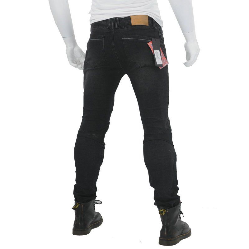 Jeans da motociclista da uomo e da donna - Denim elasticizzato con rete traspirante per la guida estiva (blu/nero, XS-38)_voghion.com