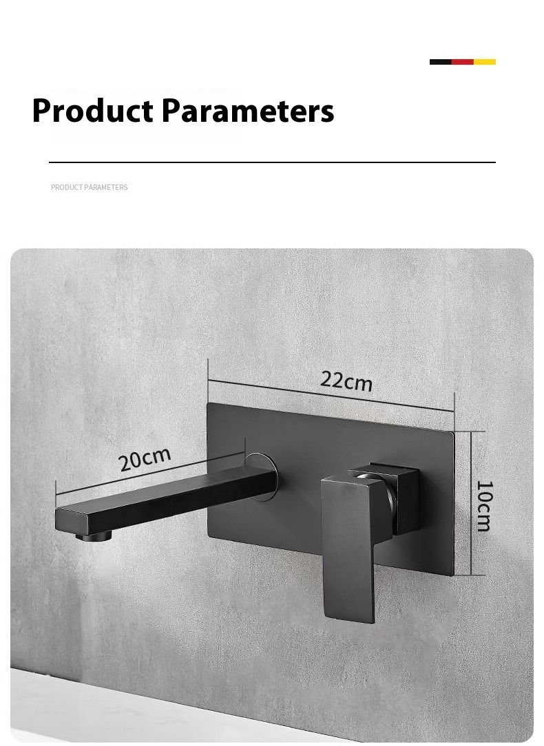 Modern Wall-Mounted Basin Mixer – Solid Brass Concealed Valve System With Ceramic Cartridge (Black/Gun Grey/Chrome)_voghion.com