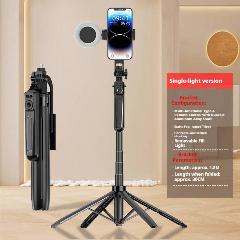 1.8m Aluminum Alloy Selfie Stick Tripod With Bluetooth & Anti-Shake – 360° Rotatable Phone Holder For Stable Live Streaming & HD Selfies_voghion.com