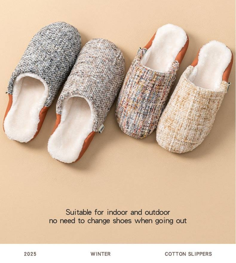 Pantofole di peluche di alta qualità per donne e uomini - Comode pantofole da casa con suola spessa antiscivolo, calda fodera in pile, design unisex per coppie in colori classici_voghion.com