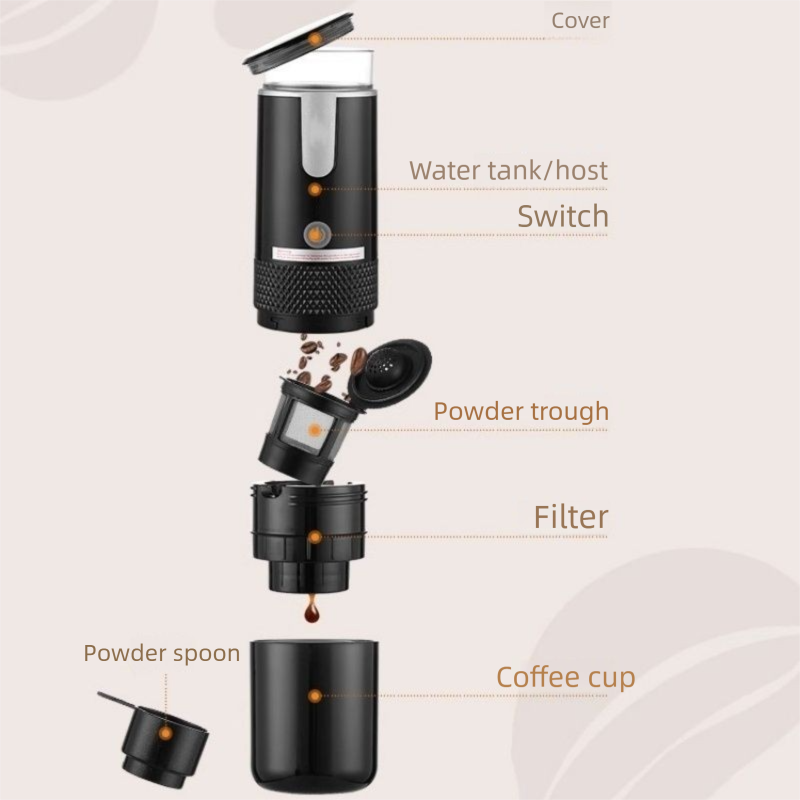 Macchina per caffè espresso americana ricaricabile portatile completamente automatica per auto, ufficio, mini macchina per caffè in polvere elettrica a capsule_voghion.com