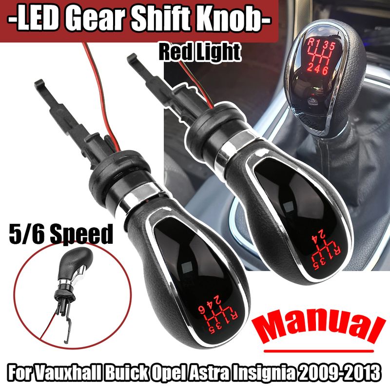 Pomello del cambio a LED per auto, manuale, 5/6 velocità, leva di ricambio per Vauxhall, Buick Ee GT/XT, Astra, 55565904_voghion.com