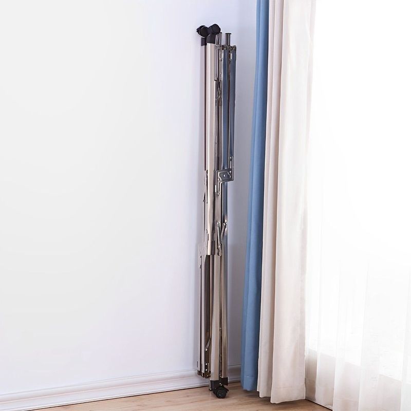 SOGA 2X 2.4m Portable Standing Clothes Drying Rack With Wheels_voghion.com