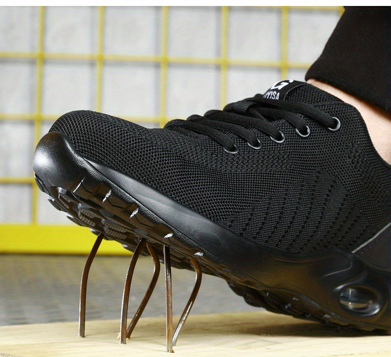 GUYISA Chaussures de sécurité pour hommes – Chaussures de travail antidérapantes à bout en acier avec coussin d'air respirant et confortables_voghion.com