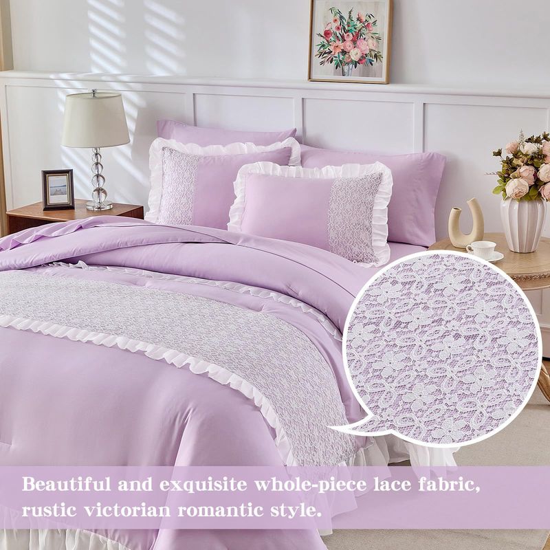 Breathable Queen Size Comforter Sets, All-Season Down-Alternative Quilt Set Black Ruffle Lace Craft Quilt Three Piece Set_voghion.com