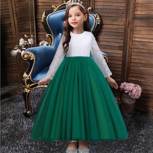 Robe de spectacle perlée pour enfants européens et américains, robe bouffante multicouche pour fille, robe de Noël pour enfants_voghion.com