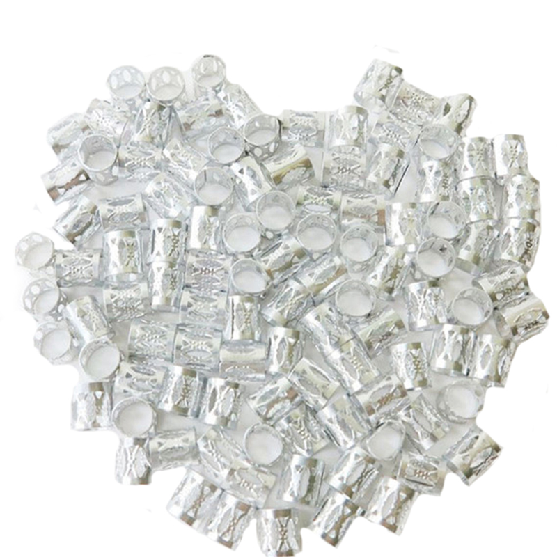 XinWq 100Pcs 8 mm Luknja Mikro Dreadlock Prstan Kroglice Votle Lase Pletene Manšete Sponke Darilo_voghion.com