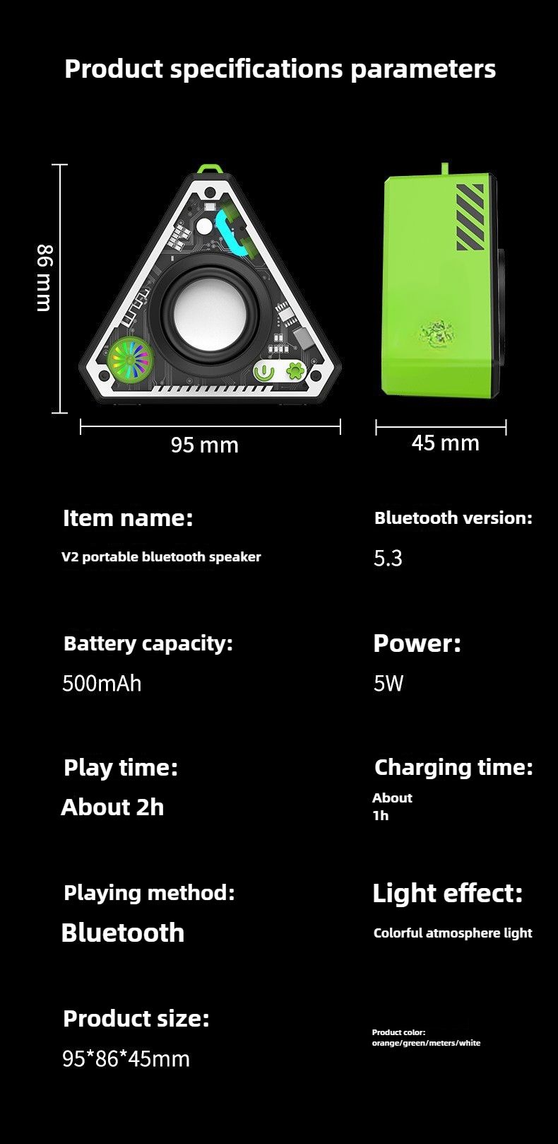 V2 Mini-Subwoofer, hohe Klangqualität, Bluetooth-Lautsprecher, tragbarer Desktop-Stereo-Mecha, kleine Stahlkanone_voghion.com