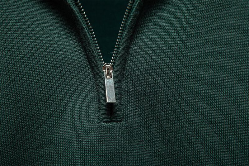 Suéter masculino de malha com gola alta - corte slim, 95% algodão, pulôver com zíper (azul-marinho/preto/verde/cinza claro/cinza escuro/bege)_voghion.com