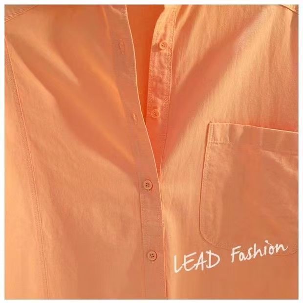 Camicia casual da donna in cotone a maniche lunghe - Vestibilità rilassata, comoda ed elegante con tasca frontale (disponibili diversi colori e taglie)_voghion.com