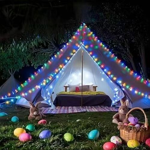 Guirnalda de luces navideñas RGB con Bluetooth y USB de 10 m, control remoto y aplicación, resistente al agua, 3528 LED para decoración navideña (66 LED, entrada de 5 V)_voghion.com