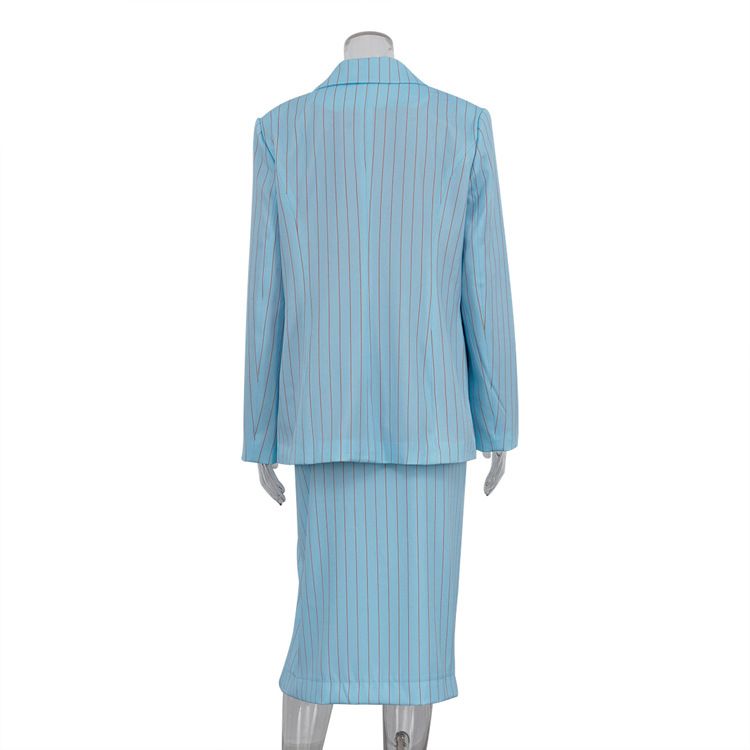 Costume ample à manches longues et revers pour femme, veste, jupe fendue sur la hanche, costume deux pièces_voghion.com