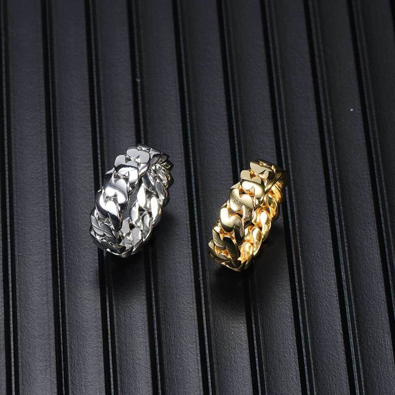 Stainless Steel Cuban Simple Smooth Polished 8mm Chain Ring_voghion.com
