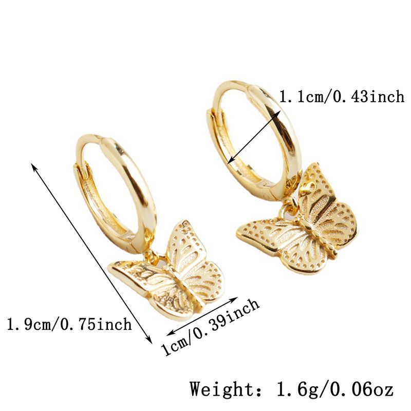 Orecchini pendenti a forma di farfalla in argento sterling placcato oro K_voghion.com