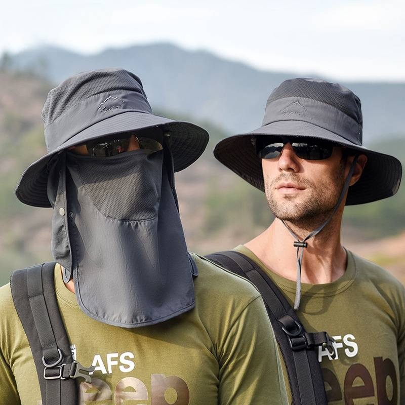 Multi functional sunshade fisherman hat, summer outdoor sunshade fisherman hat, detachable fishing breathable sun hat, women's face covering hat_voghion.com