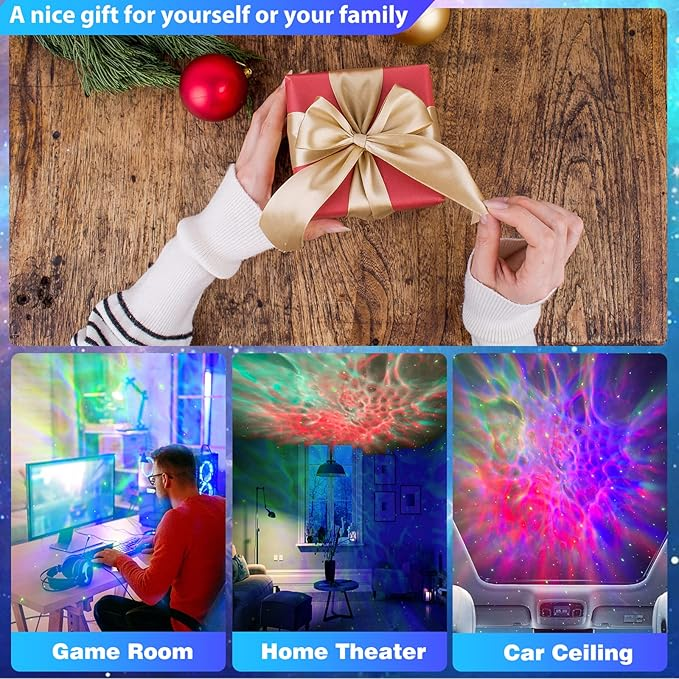 Proyector de galaxia con astronauta, proyector de estrellas, luz de galaxia, luz de noche para niños, luz LED de techo con nebulosa, decoración de habitación con temporizador y control remoto_voghion.com