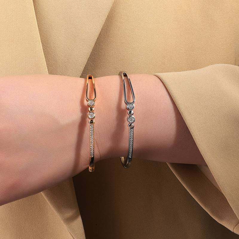 Klassescht Temperament Fortune Bracelet Mikro ageleet Zirkon Open Bracelet Bijouen fir Fraen_voghion.com