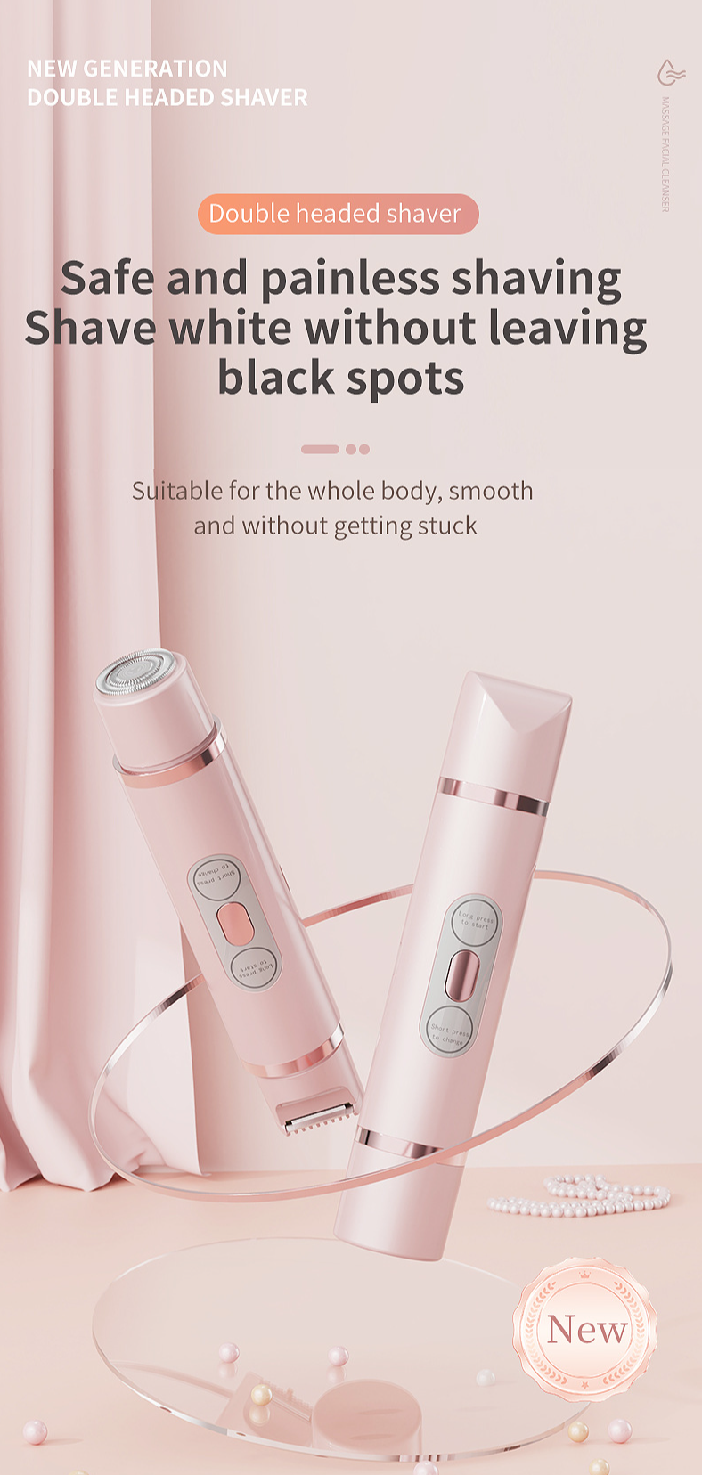 Womens Electric Hair Trimmer Dual Head Shaver For Bikini Body Hair Removal With Cordless Design_voghion.com