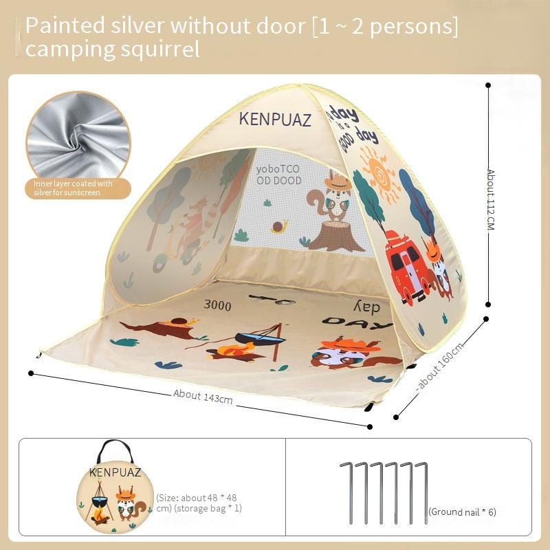 Tenda da gioco per bambini con design a forma di scoiattolo, riparo solare portatile per uso interno ed esterno, protezione UV, zanzariera_voghion.com