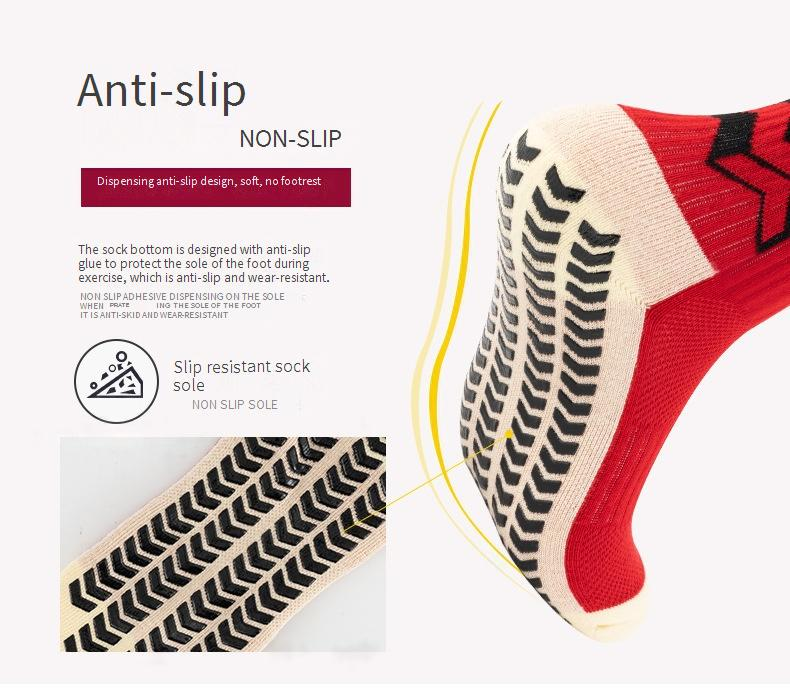 Calzini da uomo con freccia e puntini, calzini sportivi antiscivolo, calze spesse con fondo in asciugamano, calzini da allenamento_voghion.com