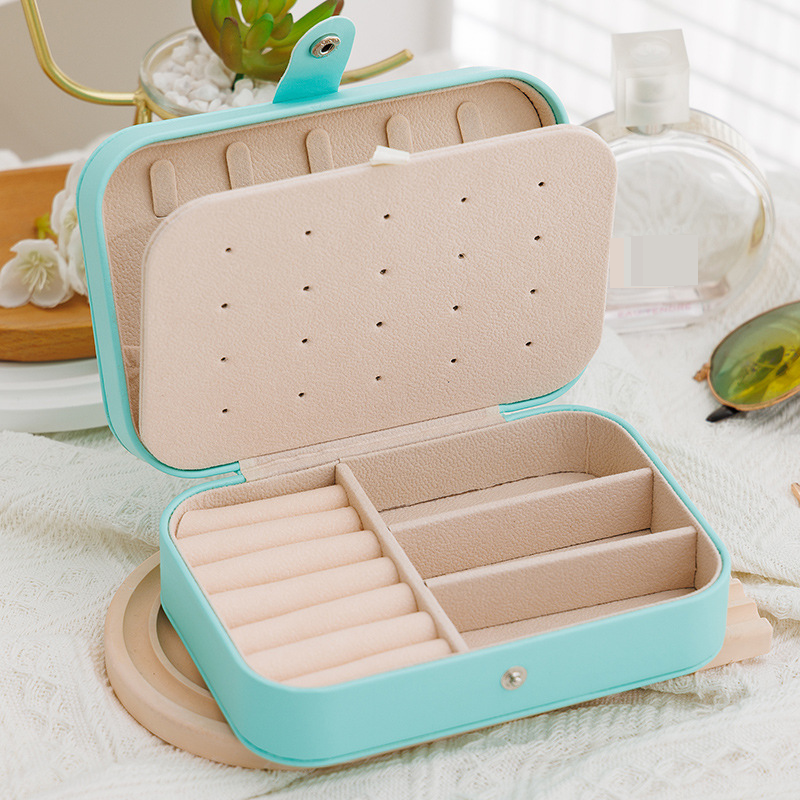 Elegant Portable Jewelry Organizer Box - Leather Travel Jewelry Case For Earrings, Bracelets & Necklaces (16x11.5x5cm)_voghion.com