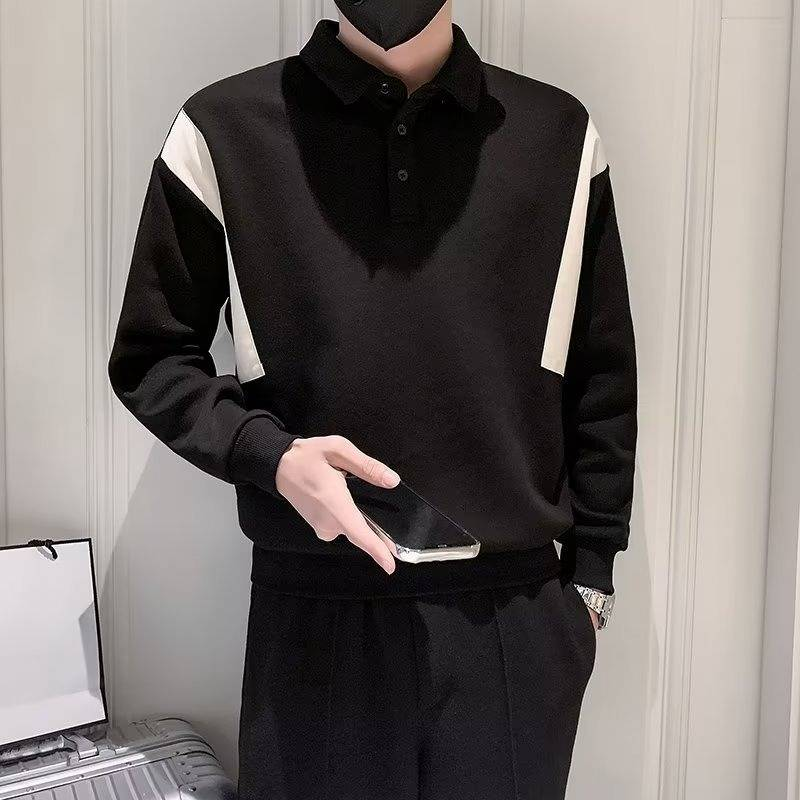 Langarm-Poloshirt für Herren – Trendiges Kontrast-Panel-Design, Seidenmischgewebe (Herbstmode, Slim Fit, Größen M-3XL, maschinenwaschbar)_voghion.com