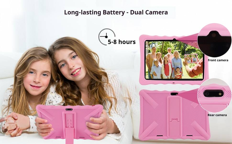 10-Zoll-Lerntablet für Kinder – Android OS, Dual-SIM, GPS, 2+32 GB, HD-IPS-Bildschirm, Kindersicherung (Pink/Blau)_voghion.com