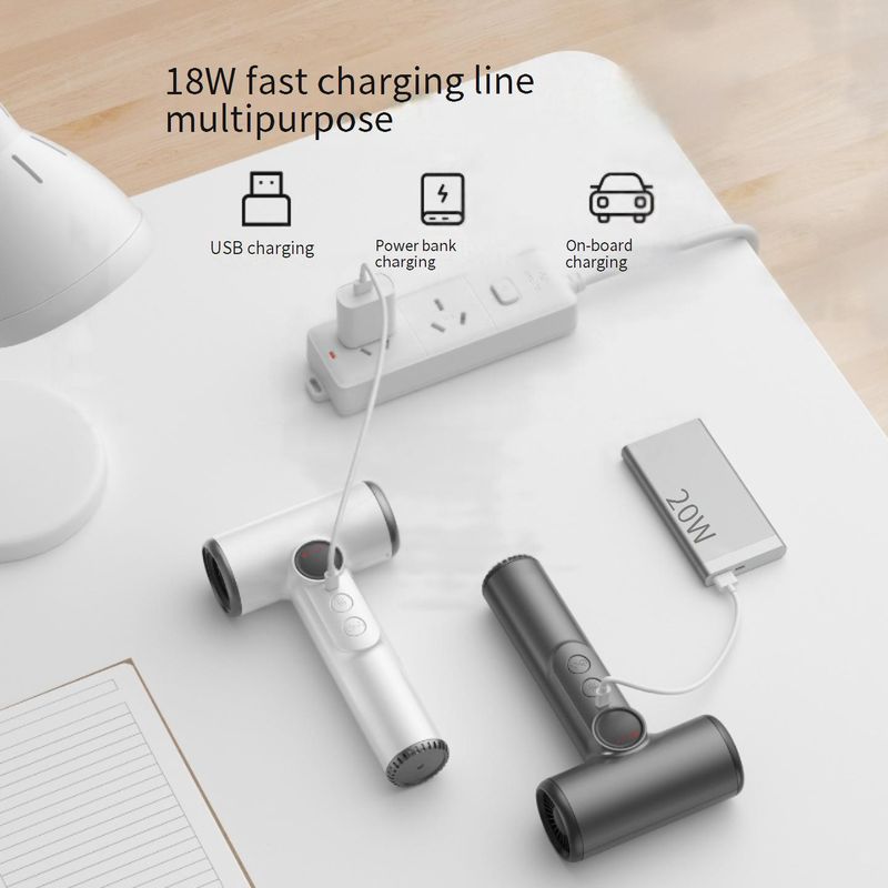 Draagbare USB oplaadbare föhn - 200W snel drogend, 3 snelheids- en warmtestanden, lichtgewicht voor op reis/in de slaapzaal, oververhittingsbeveiliging_voghion.com