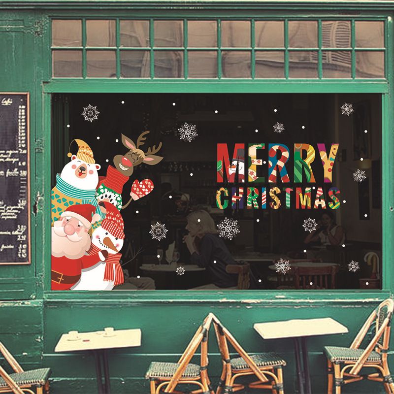 Pegatinas navideñas extraíbles para ventana - XL867, decoración navideña grande con dibujos de renos y osos para el hogar y el dormitorio (60 x 90 cm, PVC)_voghion.com