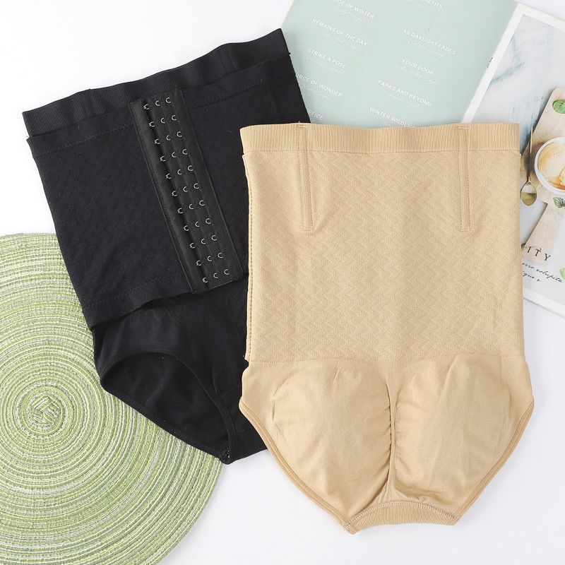 Seamless High-Waisted Shapewear - 3-Row Hook Butt-Lifting Panty For Postpartum & Tummy Control (S-3XL, Black/Khaki)_voghion.com