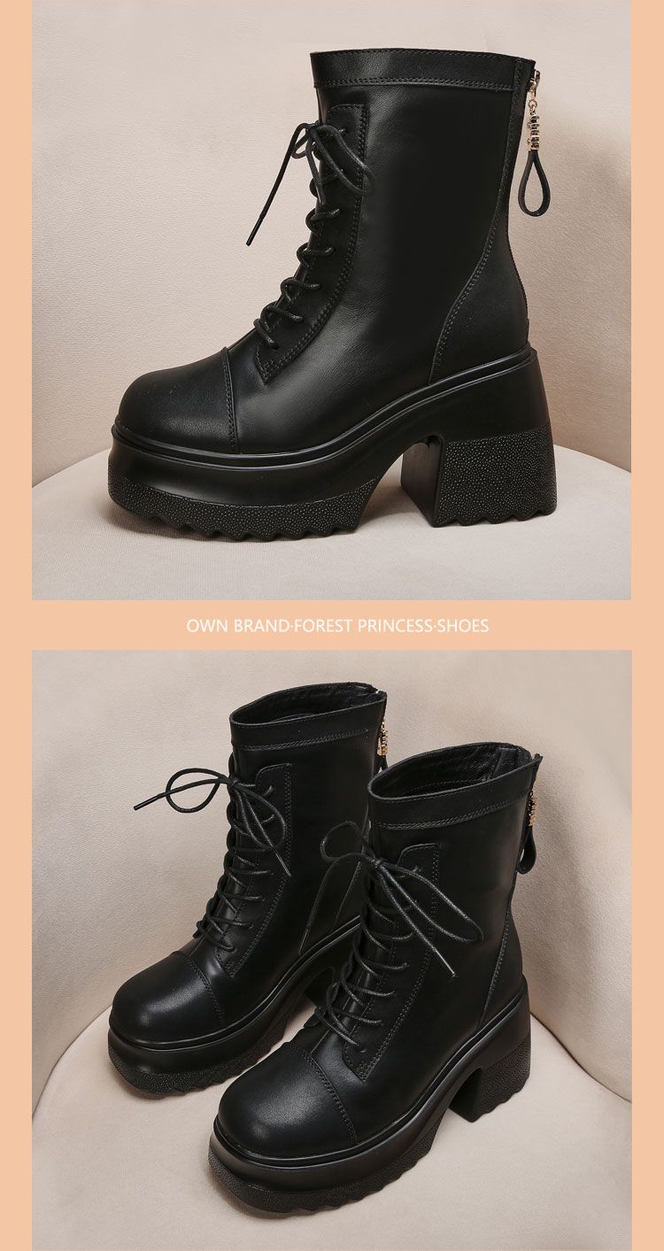 【9.5cm Heel Lift】Women's Faux Fur Martens 25 Winter New Arrival Versatile Thick Soles Mid-Calf Elastic Boots_voghion.com