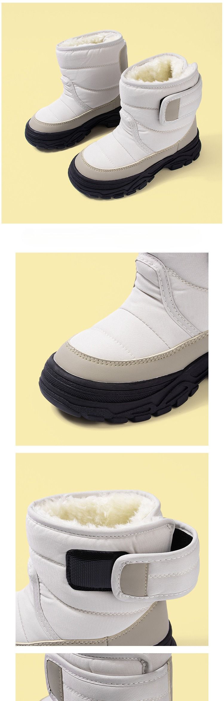 Winterstiefel für Kinder – Warme, fleecegefütterte und wasserabweisende Schuhe (Schwarz/Beige/Rosa/Khaki) – Rutschfeste TPR-Sohle (Größen 26–32)_voghion.com