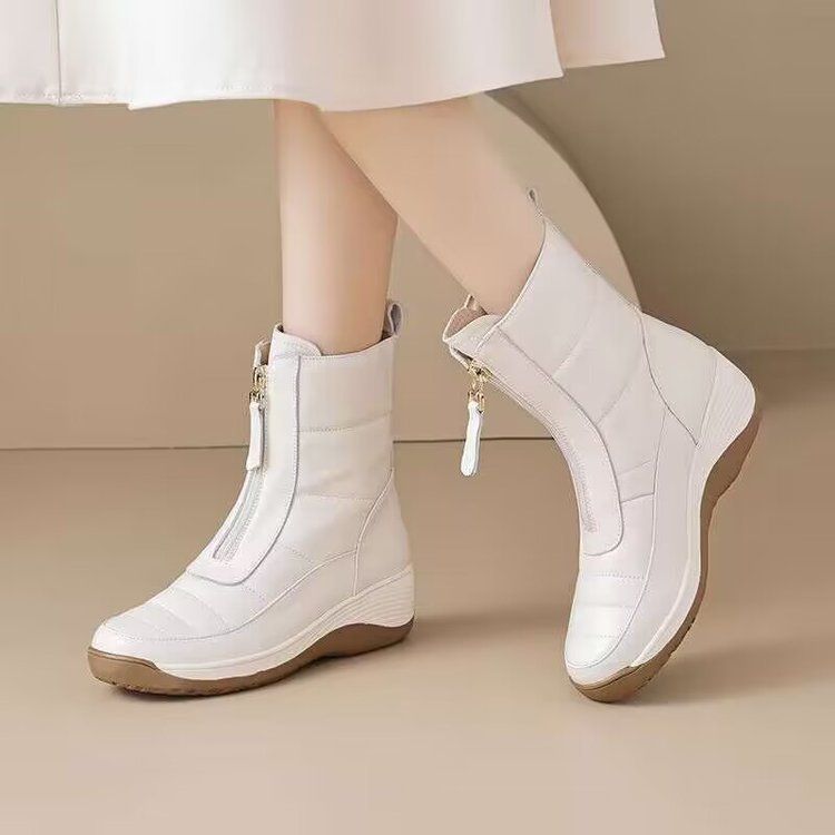 Neue, warm gefütterte Damen-Schneestiefel mit dicken Sohlen für Herbst/Winter 2025, Damenschuhe mit weichen Sohlen, kurze Stiefel_voghion.com