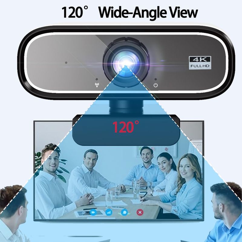 Webcam USB EXHQDR UHD 4K, nuovo modello aggiornato con obiettivo grandangolare da 120° e messa a fuoco manuale. Questo computer plug-and-play_voghion.com