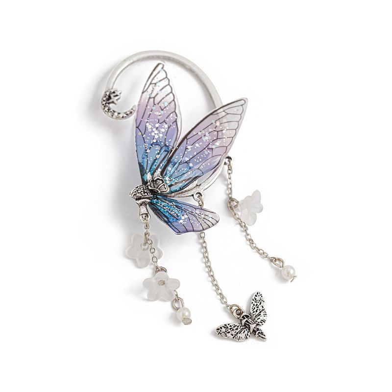 Orecchini a farfalla con nappa, elfo della foresta, senza piercing, con clip per l'orecchio, fiori a farfalla, nappa, orecchini lunghi con polsino per l'orecchio, gioielli, regali per donne e ragazze_voghion.com