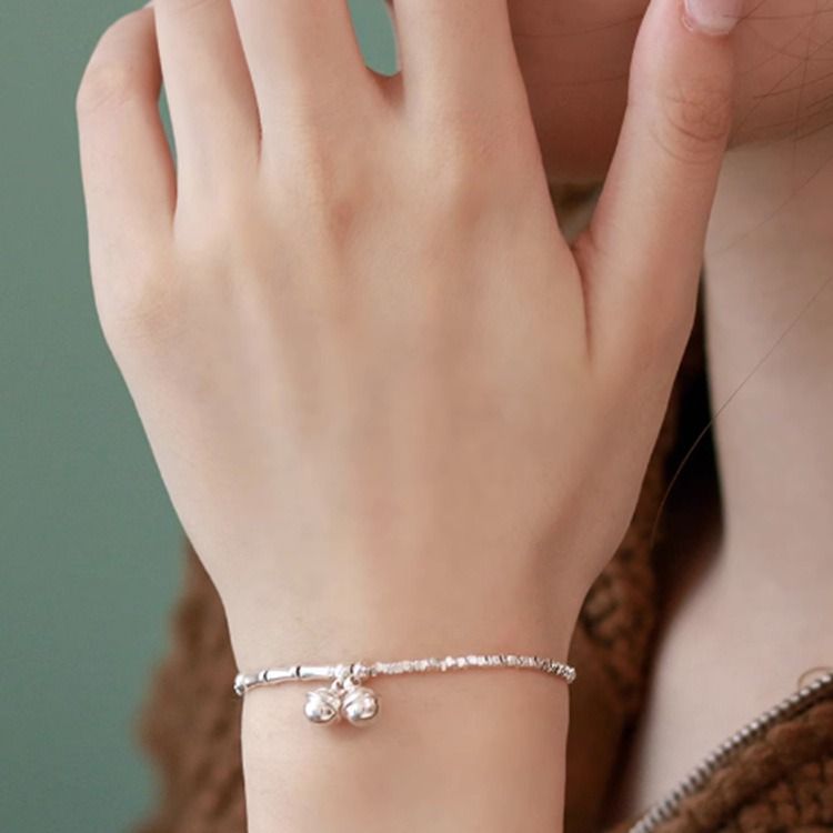 Pure Broken Silver Bamboo Knot Lucky Bell Light Luxury Niche High-end Design Good Luck Continuous Anklet_voghion.com
