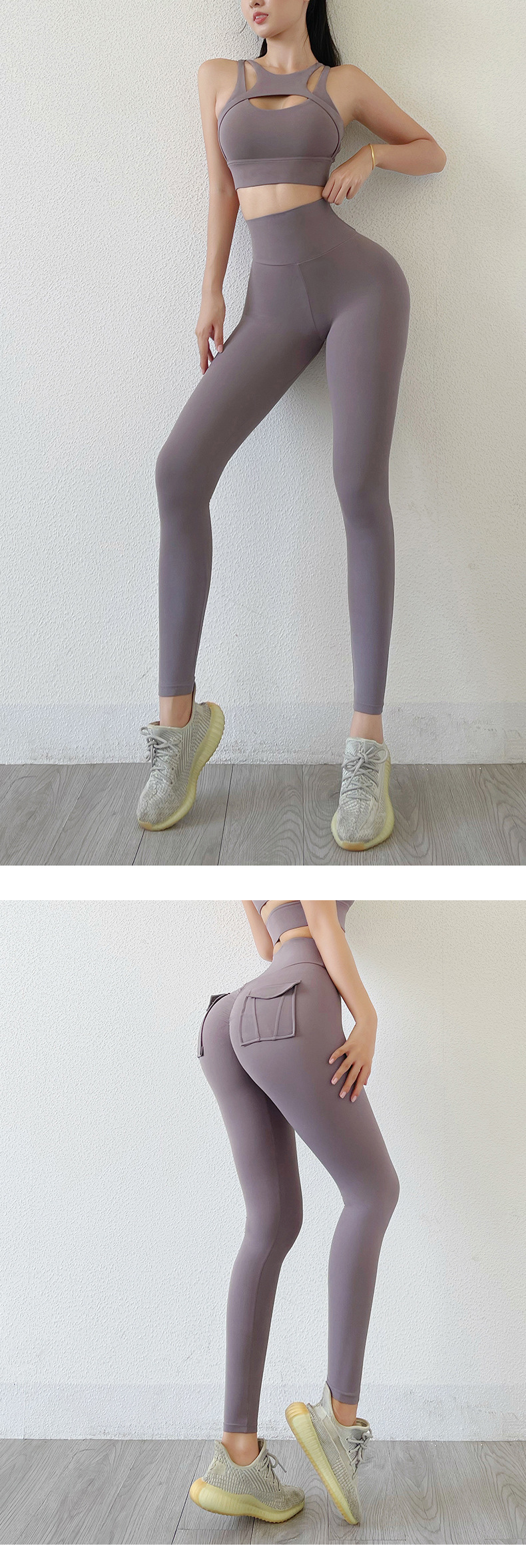 Women's Nude High-waist Butt-lifting Yoga Pants For Women With Pockets Sports Tights Chrysanthemum Fitness Pants_voghion.com
