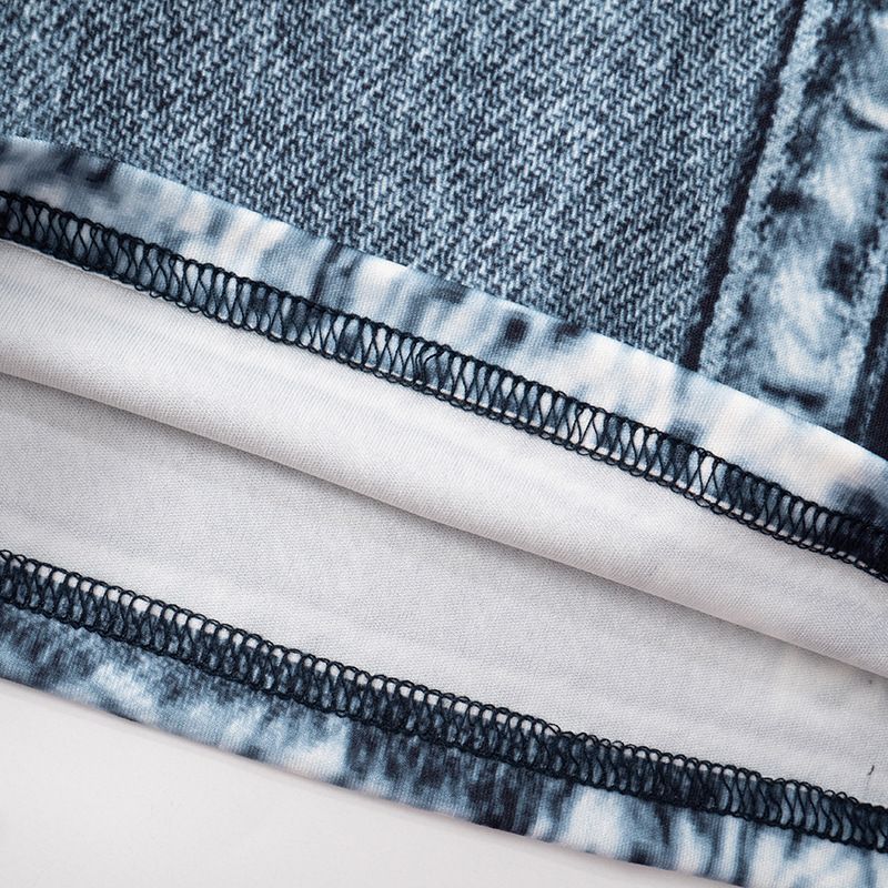 Damkläder High End liten doftstil Retro jeanstryck Jacka Byxor med vida ben Tvådelad kostym_voghion.com