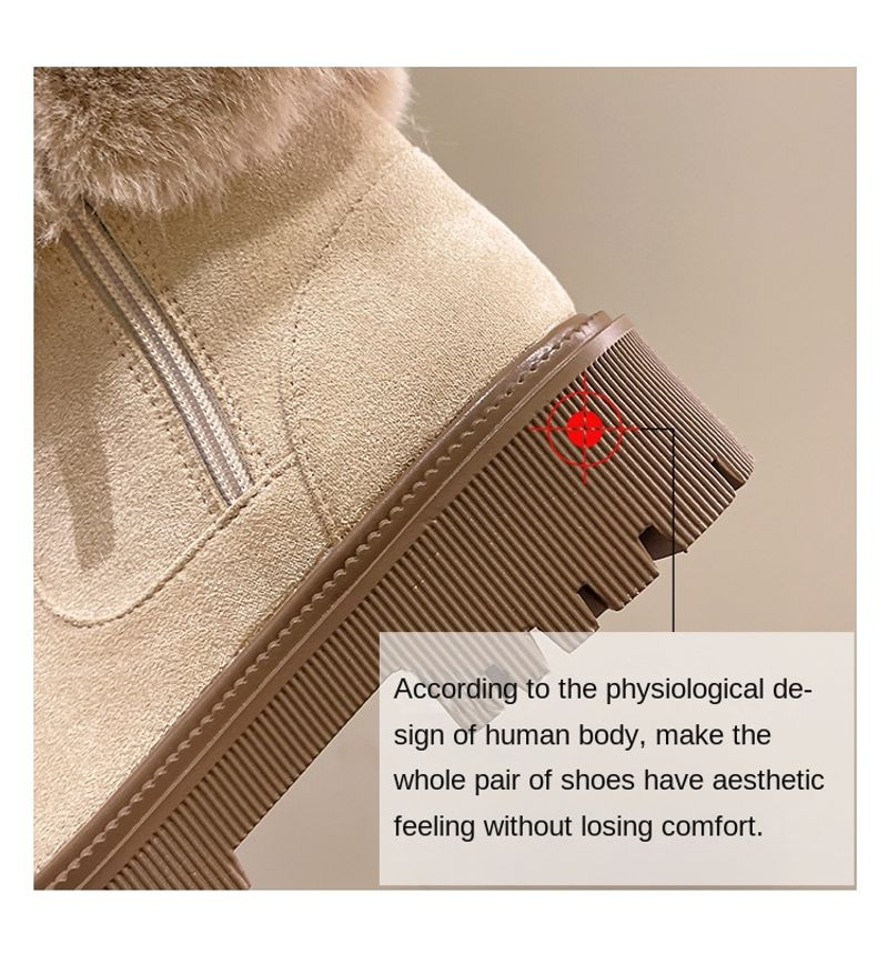 Übergroße, dicke, isolierte Winter-Schneestiefel aus Plüsch mit mittelhoher Sohle und rutschfesten, großen Baumwollschuhen_voghion.com