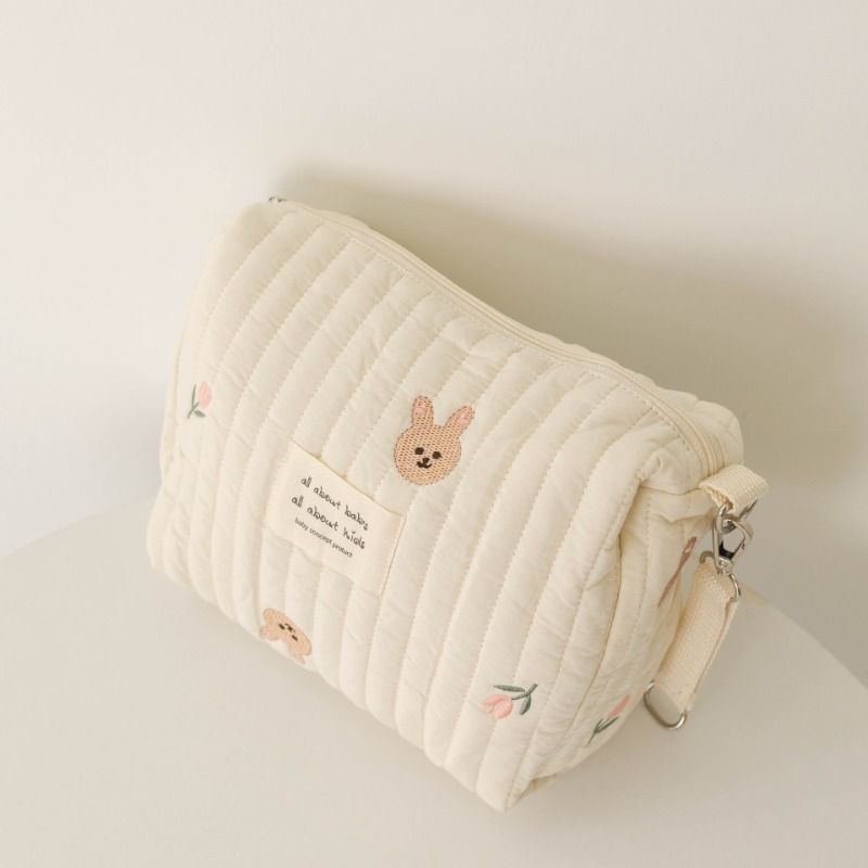Borsa per pannolini in cotone Ins per passeggino Borsa appesa Articoli per bambini Pannolino Caddy Organizer Borsa per mamma Cerniera Carino Donne Borse per il trucco Bambini_voghion.com