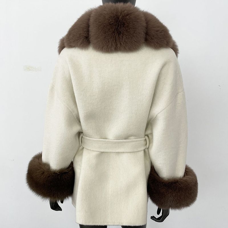 Luxuriöser doppelseitiger Wollmantel mit Fuchspelzkragen – Übergroßer Damen-Wintermantel, eleganter mittellanger Trenchcoat für Freizeit und Büro_voghion.com