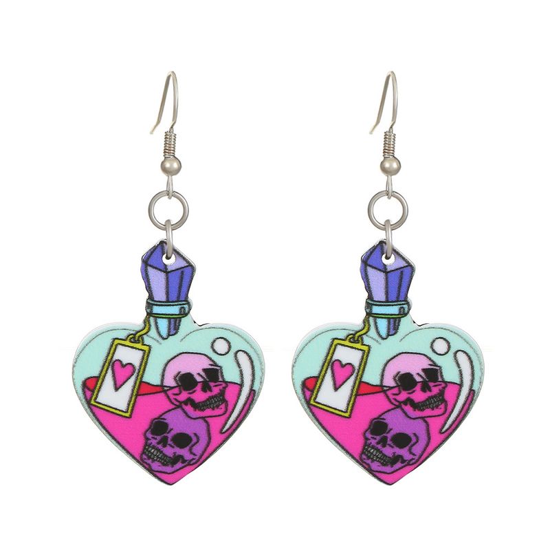 Boucles d'oreilles en acrylique pour femme, motif chauve-souris, motif crâne drôle et sombre, tendance et créative, pour Halloween_voghion.com