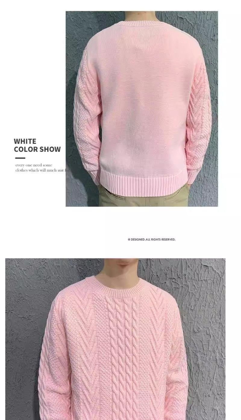 Men's Chunky Knit Cable Sweater - Oversized Winter Pullover With Soft Polyester Blend, Loose Fit Style_voghion.com