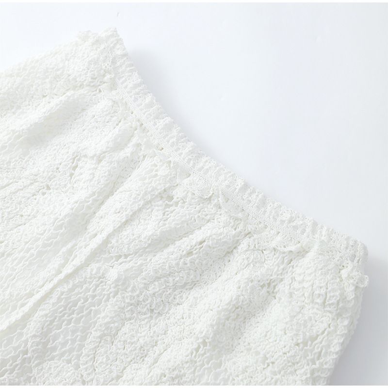 Damenbekleidung Mode Revers Hohl Kurzarm Top und Hose Anzug Elegant Häkeln Gestrickt Casual Anzug_voghion.com