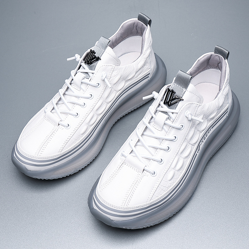 Unbeatable Quality Trendy Sports Men, Low Cut Crocodile Pattern Casual Men's Shoes, Popcorn Soft Soled Running Shoes For Men_voghion.com