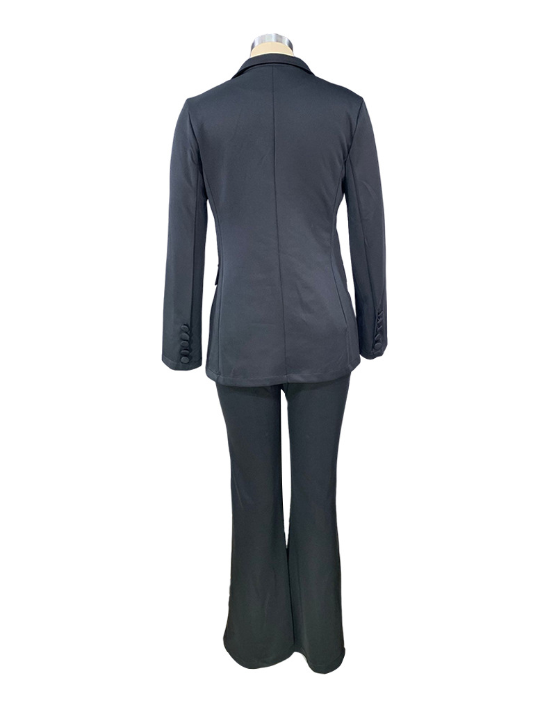 Ensemble deux pièces élégant et décontracté avec veste de costume à manches longues_voghion.com