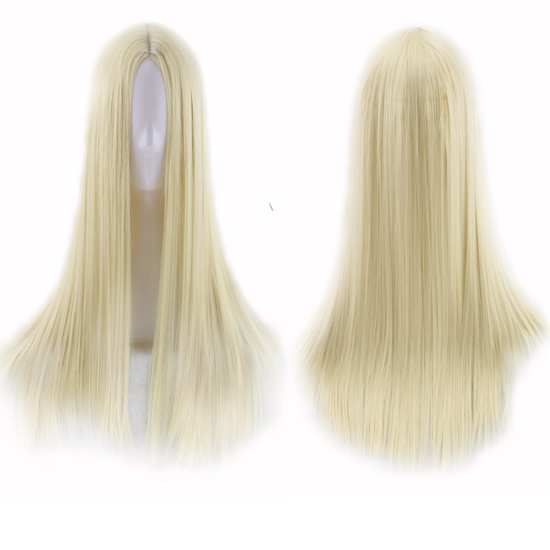 Wig with Split Bangs, Long Straight Hair Curtain, Facial Contouring, European and American Synthetic Fiber Mechanism Wig_voghion.com