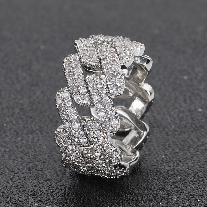 Anello da uomo alla moda cubano a forma di diamante da 11 mm con zirconi intarsiati in rame Hip Hop_voghion.com